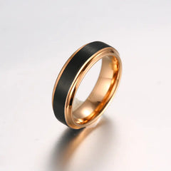 Double Groove Rose Gold Tungsten Steel Ring