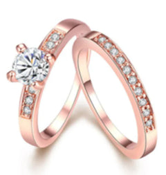 Rose Gold Diamond-Studded Ring Set