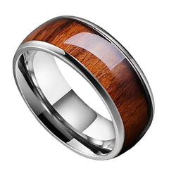 Fashion Tungsten Ring with Hawaiian Wood Inlay