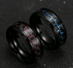 Fashionable Men's Titanium Steel Carbon Fiber Ring