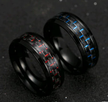 Fashionable Men's Titanium Steel Carbon Fiber Ring