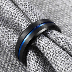 Men's Simple Flat Black Tungsten Steel Ring