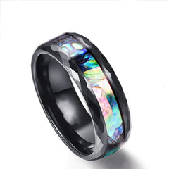 Men's 8mm Black Inlaid Shell Ring