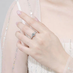 S925 Silver Ring with 1-Carat Moissanite, Certified