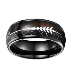 Stainless Steel Ring with Wood Grain Design