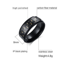 Fashionable Men's Titanium Steel Carbon Fiber Ring