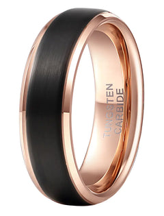 Double Groove Rose Gold Tungsten Steel Ring