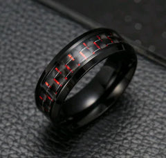 Fashionable Men's Titanium Steel Carbon Fiber Ring