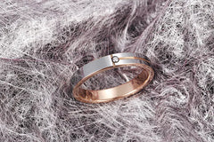 Stylish Tungsten Steel Couple's Ring with Diamond, 4mm