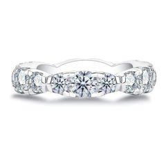 Raivari Moissanite Eternity Wedding Band for Women 18K White Gold Plating 925 Lab Diamond Ring Gifts for Her GRA Certified 2.7 Carat 5.5