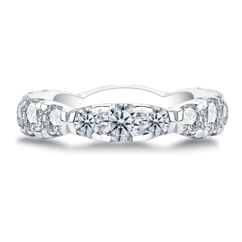 Raivari Moissanite Eternity Wedding Band for Women 18K White Gold Plating 925 Lab Diamond Ring Gifts for Her GRA Certified 2.7 Carat 5.5