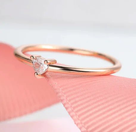 18K Rose Gold Plated Classic Zirconia Heart Ring (One Piece)
