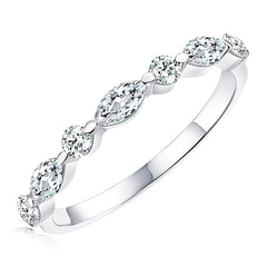 HZSIKAO Moissanite Rings Moissanite Diamond Minimalist Sterling Silver Ring White Gold Plated Half Eternity Wedding Bands for Women Her Size 9.5
