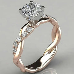 18K Rose Gold Plated Diamond Engagement Ring