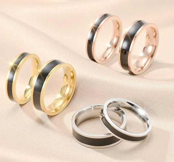 Double Groove Rose Gold Tungsten Steel Ring