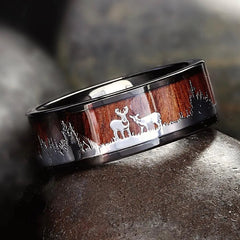 Stylish Wood Grain Silhouette Stainless Steel Ring