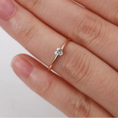 18K Rose Gold Plated Classic Zirconia Heart Ring (One Piece)