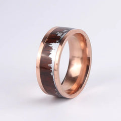 Stylish Wood Grain Silhouette Stainless Steel Ring