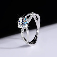 Sterling Silver Authentic Moissanite Engagement Ring
