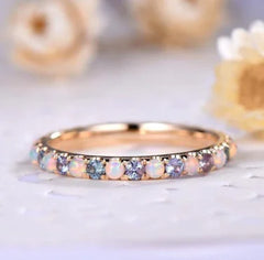 14K Rose Gold Opal Diamond Engagement Ring