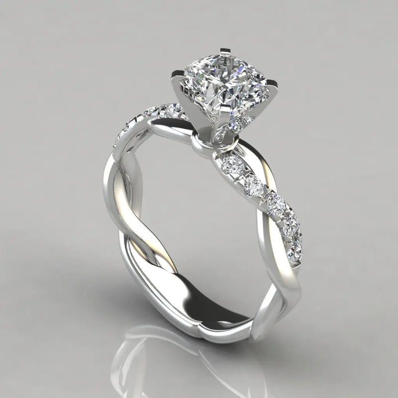 18K Rose Gold Plated Diamond Engagement Ring