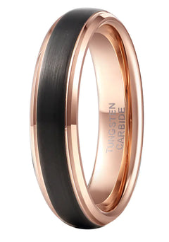 Double Groove Rose Gold Tungsten Steel Ring