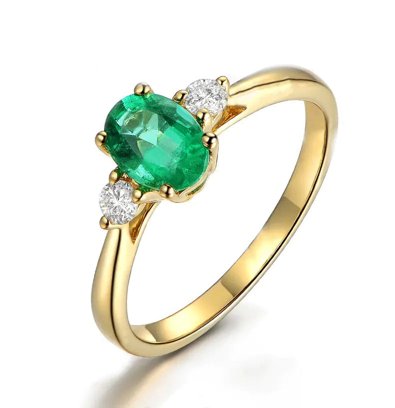 Vintage Gold Green Moissanite Emerald Women's Ring