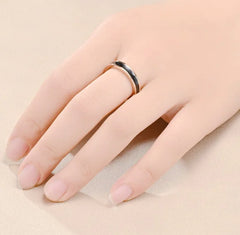 Double Groove Rose Gold Tungsten Steel Ring