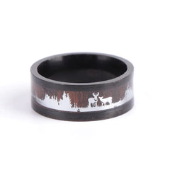 Stylish Wood Grain Silhouette Stainless Steel Ring