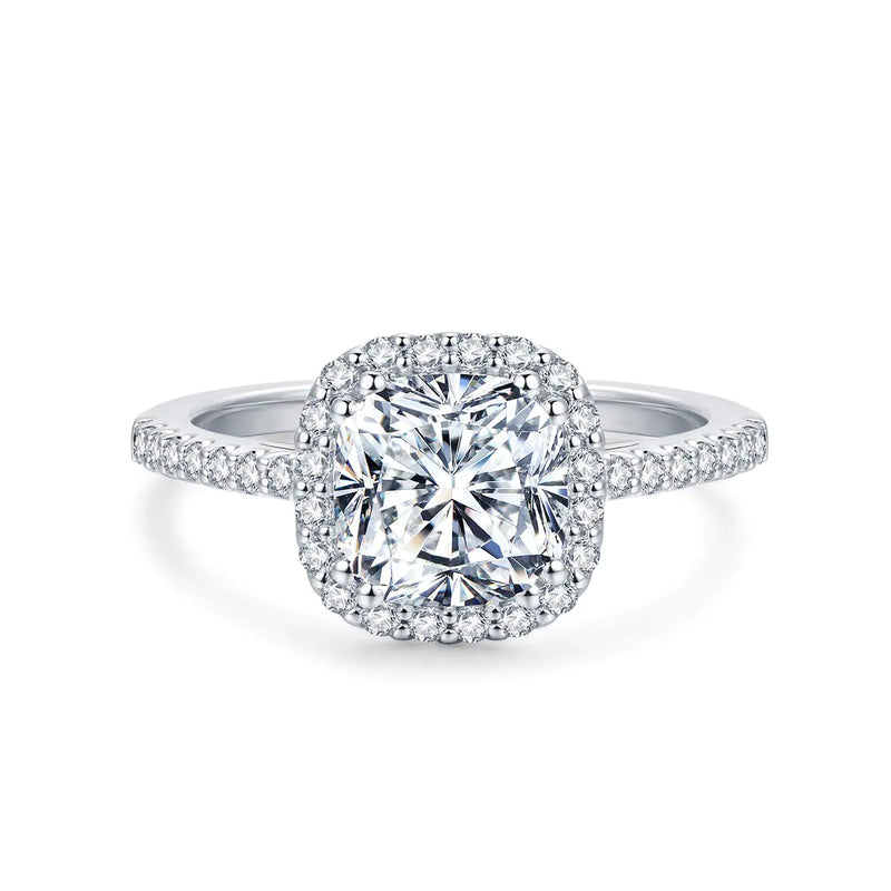 HAFEEZ CENTER Moissanite Rings for Women 2ct D Color VVS Cushion Cut Moissanite Engagement Ring (moissanite-ring 8.5)