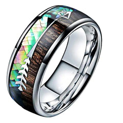 Natural Color Wood Grain Men's Titanium Steel Ring
