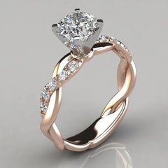 18K Rose Gold Plated Diamond Engagement Ring