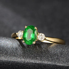 Vintage Gold Green Moissanite Emerald Women's Ring
