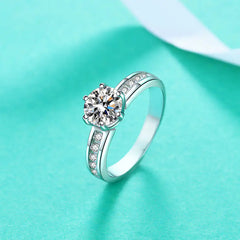 S925 Silver Ring with 1-Carat Moissanite, Certified
