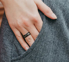 Wide Face 8mm Black Tungsten Ring with Gold inlay