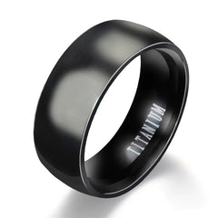 Classic Black Titanium Ring for Men - Fashion Jewelry