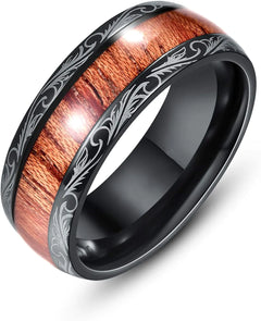 Creative Black Wood Grain Pattern Fashion Ring