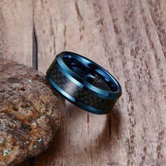 Black Carbon Fiber Tungsten Steel Ring (European/American)