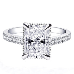 TIANYU GEMS 3.0ct Engagement Rings for Women Sterling Silver GHI VVS Square Radiant Cut Moissanite Engagement Rings for Proposal Wedding Party Dress Costume Memorial Day (9.5 Silver)