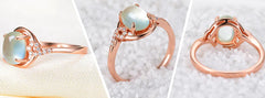 Rose Gold Rose Quartz Crystal Ring for Women