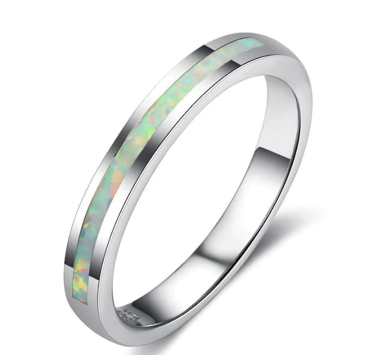 Opal Ring, 925 Sterling Silver Minimalist Design