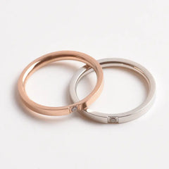 Korean Style Slim Titanium Steel Rose Gold Couple Ring