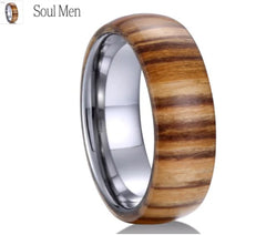 Wood Grain Tungsten Steel Fashion Ring for Men