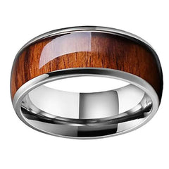 Fashion Tungsten Ring with Hawaiian Wood Inlay