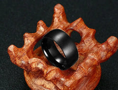 Classic Black Titanium Ring for Men - Fashion Jewelry