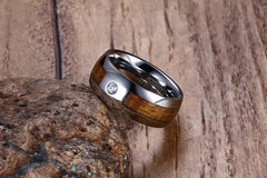 Men's Tungsten Wedding Ring with Zircon Inlay