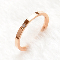 Korean Style Slim Titanium Steel Rose Gold Couple Ring