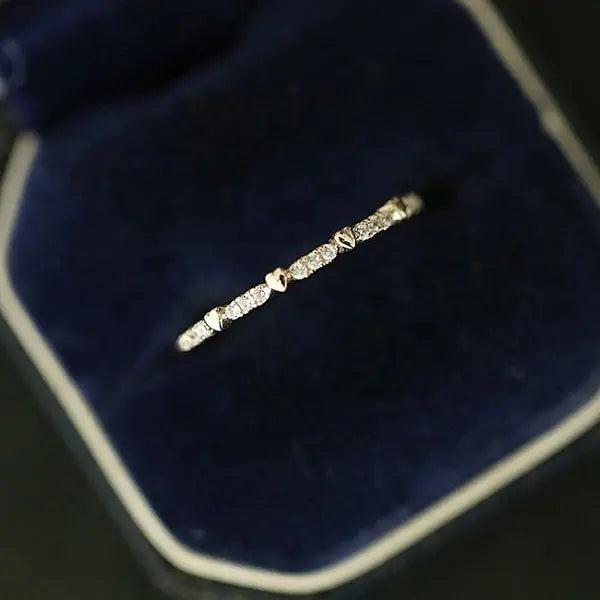 14K Gold Heart-Shaped Ring with Diamond Accents