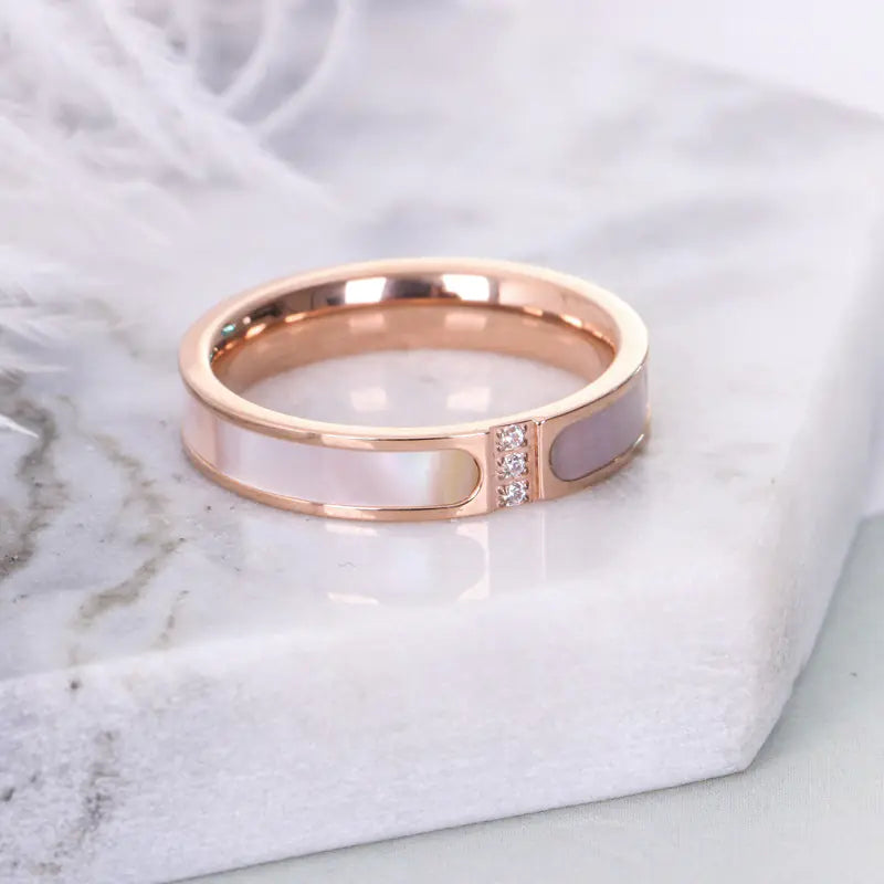 18K Rose Gold Plated Titanium Steel Shell Ring
