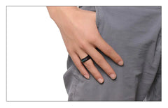 Men's Rainbow Tungsten Ring - Brushed Black Finish